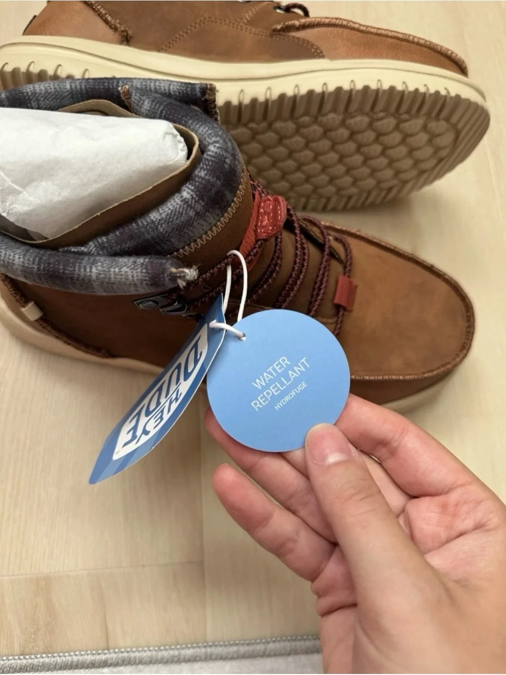 Hey Dude Brown Lace-Up Casual Boots with Cream Sole
